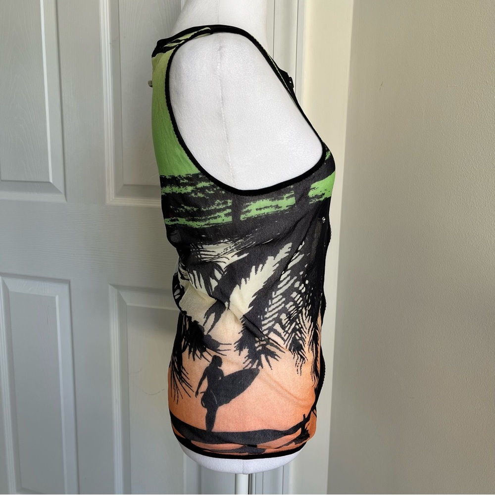 RARE Vintage Jean Paul Gaultier Soleil 90s Y2K Sheer Mesh Swim Tank Top Shirt M - Picture 5 of 9